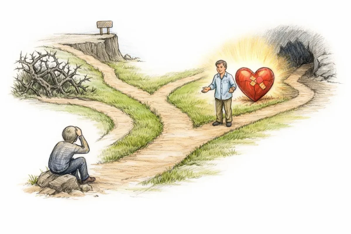 Croquis main: cheminement pour trouver un vrai spécialiste retour affectif en France, distinguant les bonnes options.